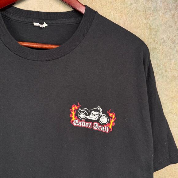 VTG Y2K Biker Flame T Shirt Sz XL Black Motorcycle Choppers Cape Breton - Picture 7 of 7